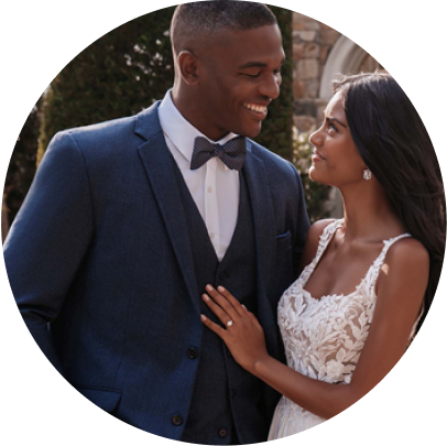 Groom-wearing-a-bow-bow-tie-and-Bride Bride and Groom