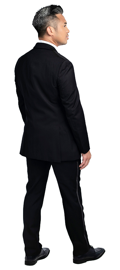 Black-2-Button-Tuxedo-133-8c - Skeffingtons Formal Wear Back view of the Black Two Button Notch Tuxedo