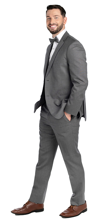 Essex-Grey-Tuxedo-149-21c - Skeffingtons Formal Wear Left side view of the Essex Grey Tuxedo