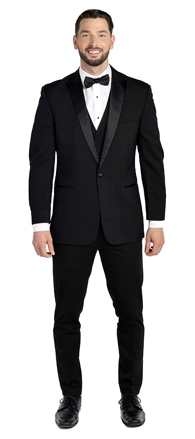 Front view Milano Peak Black Tuxedo
