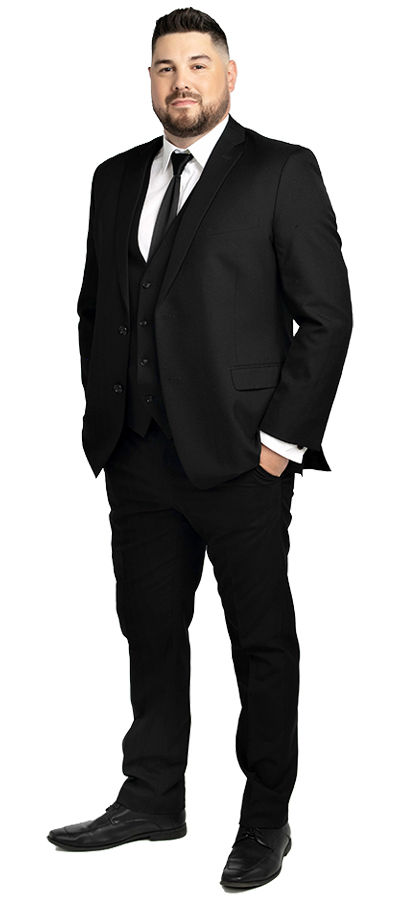 Front view of the Rocco Black Suit