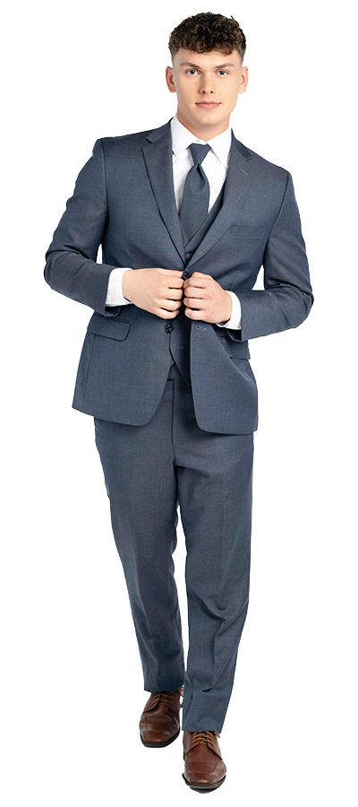 Front view of the Slate Blue suit