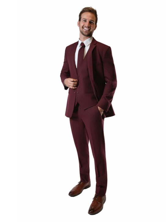 Burgundy Notch Lapel Suit - Skeffingtons Formal Wear