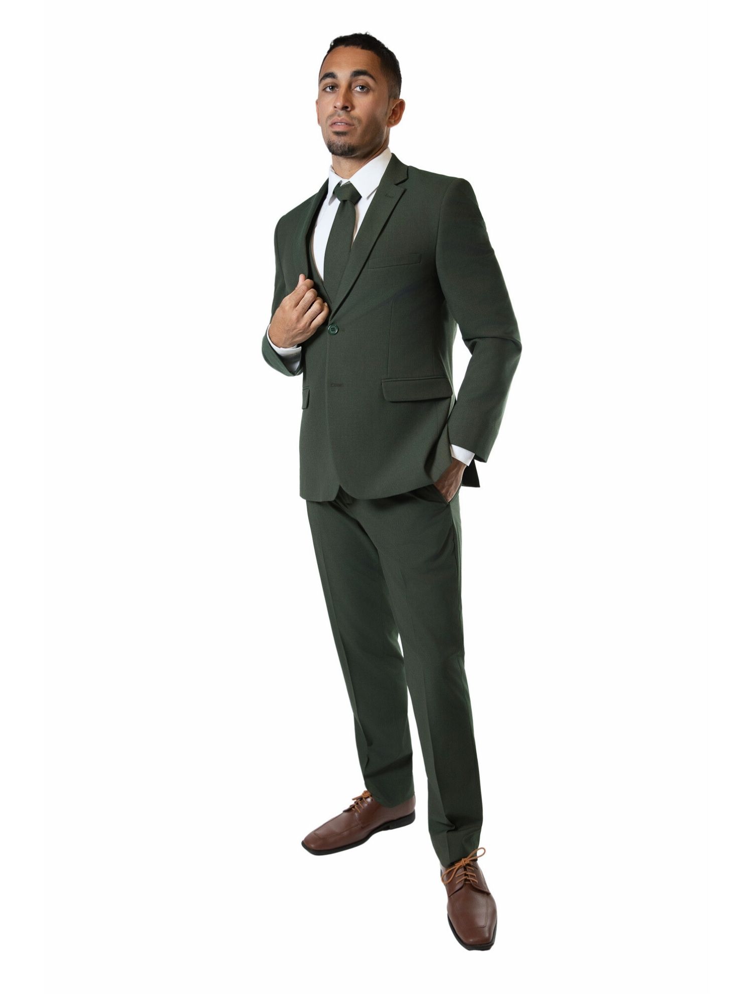 OD Green Notch Lapel Suit 2 - Skeffingtons Formal Wear